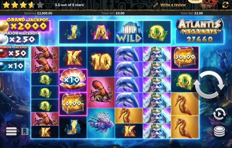 Trải nghiệm game Atlantis Megaways với tỷ lệ RTP cực cao